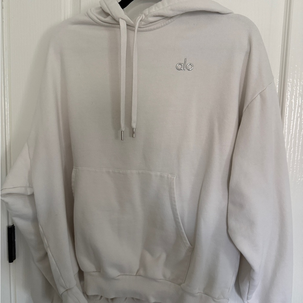ALO Yoga women’s accolade ivory hooded sweatshirt size medium